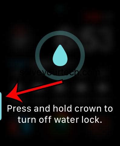 press and hold crown to turn off water lock